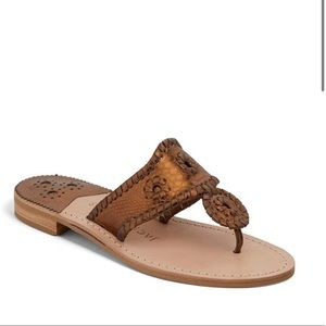 JACK ROGERS snake embossed sandal - bronze